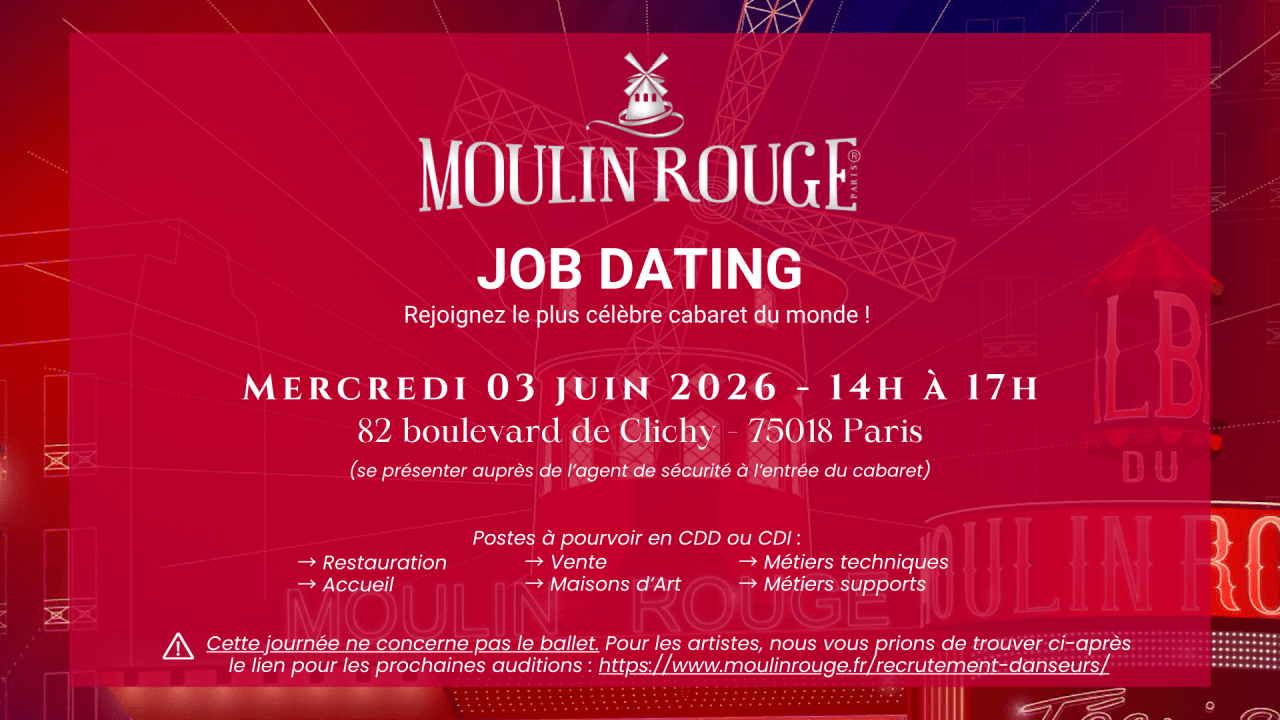 JOBDATING MOULIN ROUGE le 3 juin 2026, 14:00 - 17:00